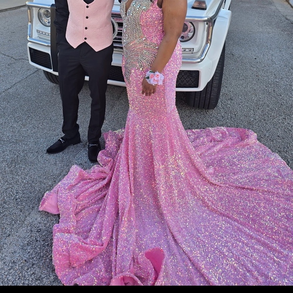 Sparkling Pink Sequin Mermaid Gown